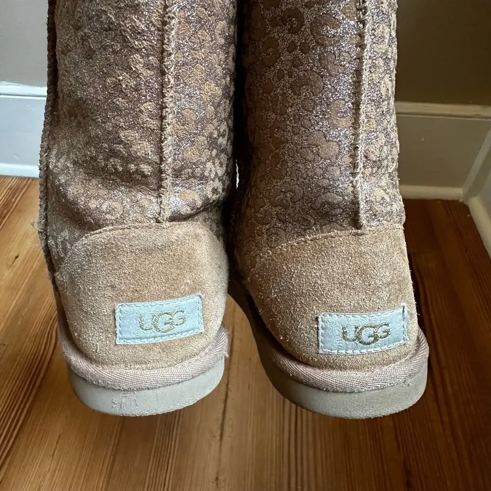 Ugg brown suede cheetah metallic calf boots‎ SIZE 6